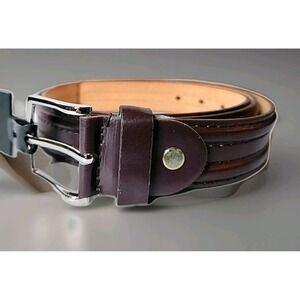 NWT Men's 2XL 46-48 Brown Leather Work Belt Contrast Stitch Silver Buckle New